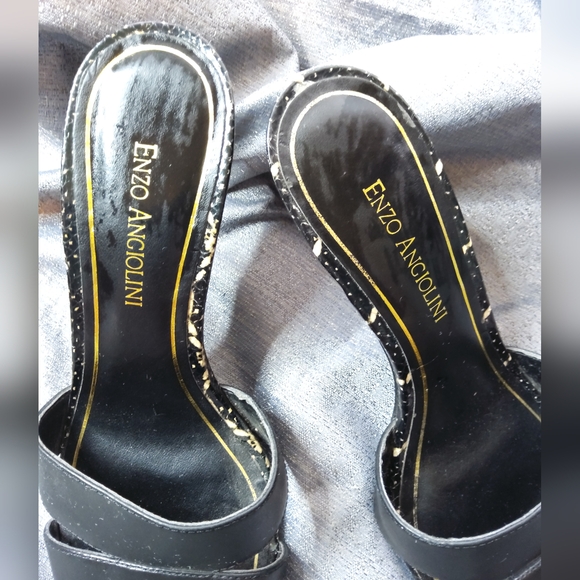 Enzo Angiolini VINTAGE sandal peep toe pumps snake design in gold Italian shoes - Picture 4 of 12